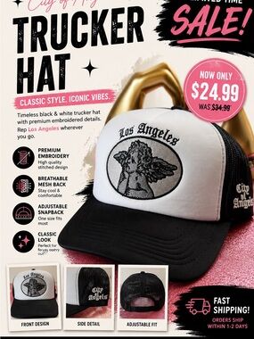 Unlisted Black and White Los Angeles Trucker Hat